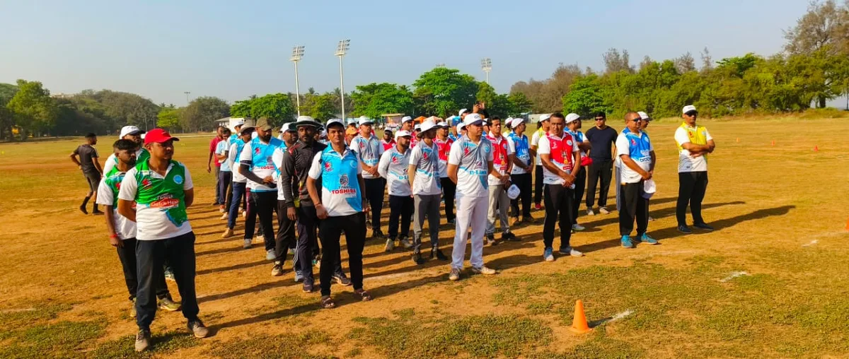 Members competing on the cricket field
